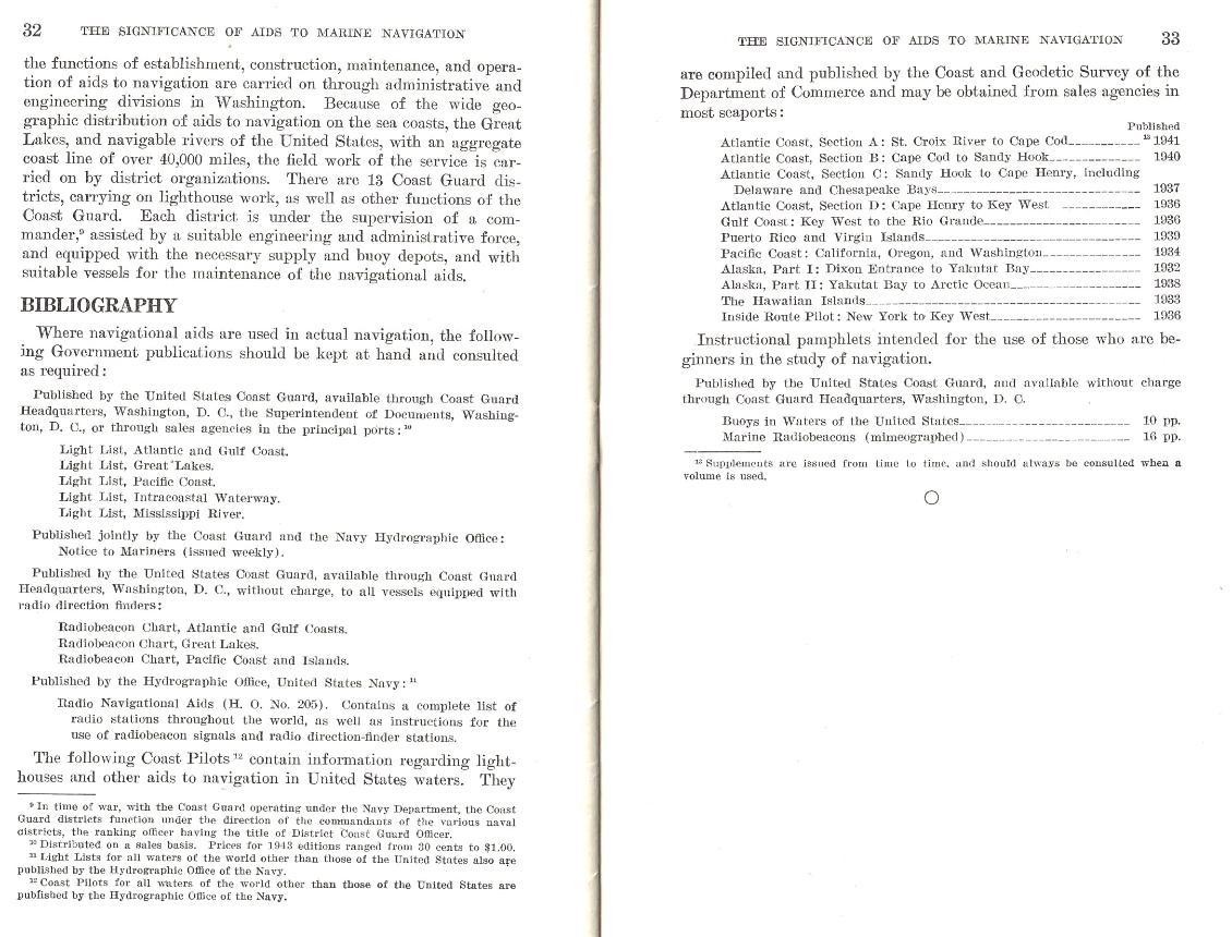 US Coast Guard- Significance of Aids to Navigation - 1943 Bibliography