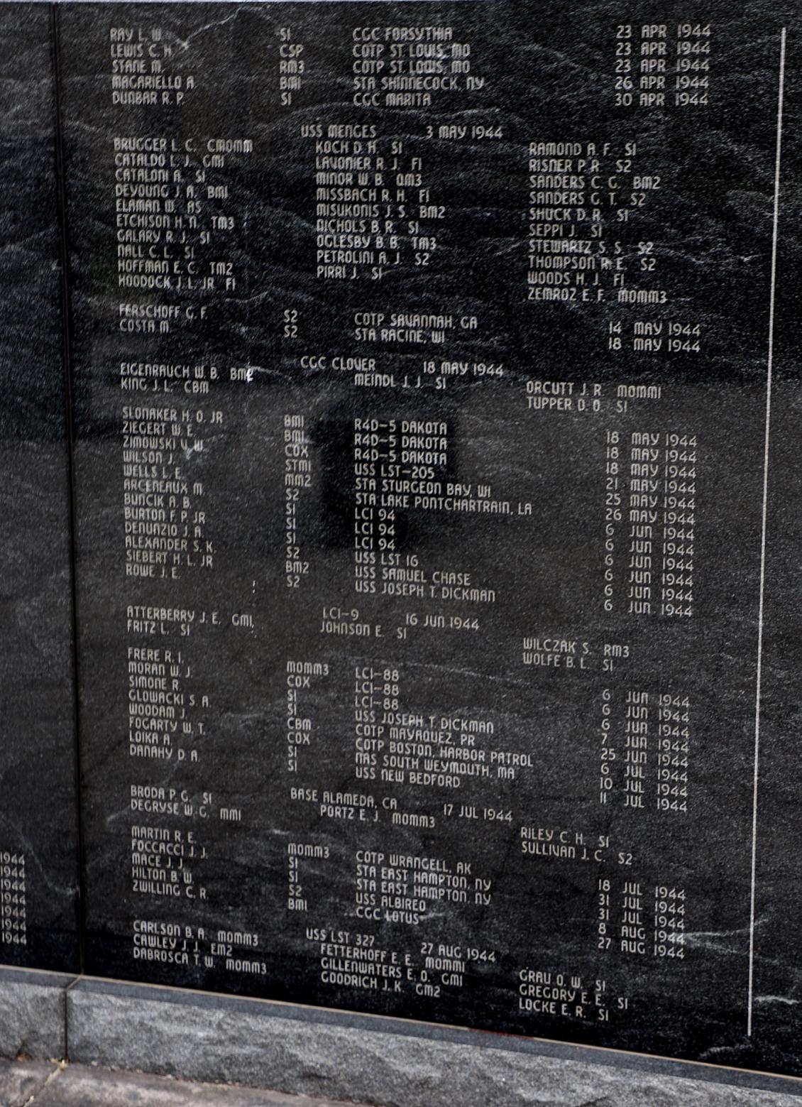 Cape May CG Training Center - Coast Guard Enlisted Memorial 1944