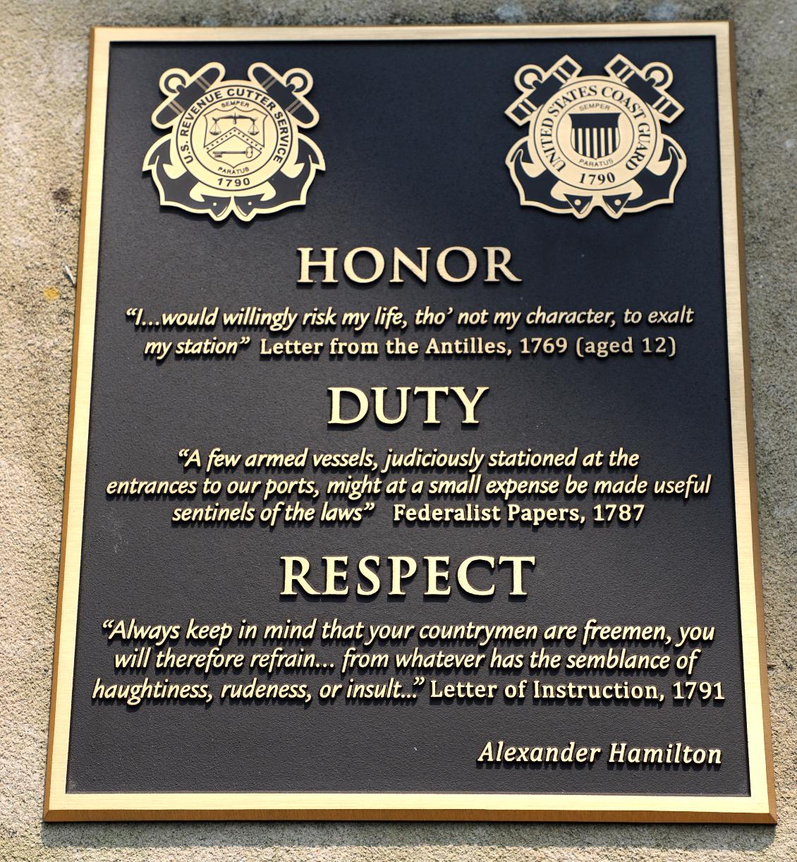 U.S. Coast Guard Academy - Hamilton Honor Duty and Respect
