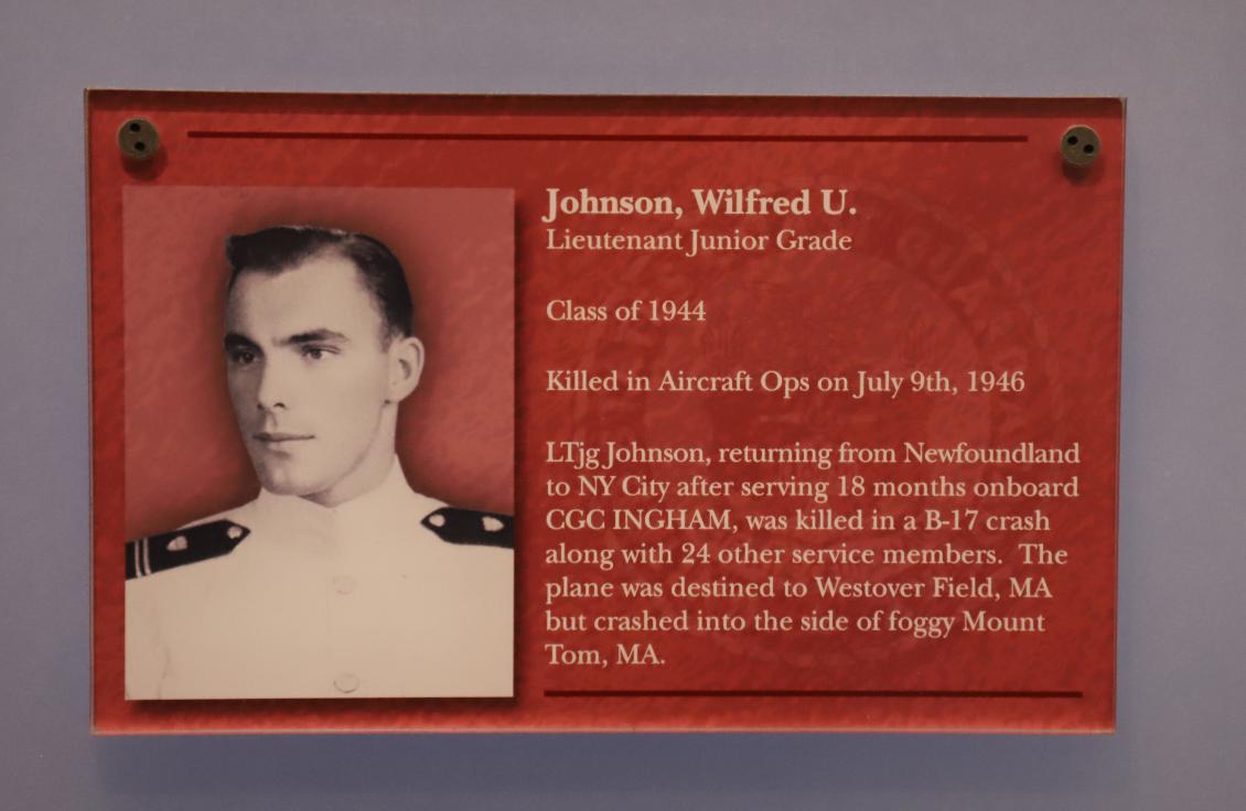 Wilfred Johnson Class of 1944 Casualty Mt Tom Coast Guard Academy