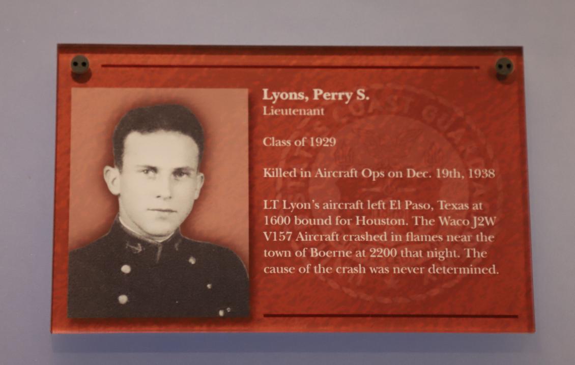 Lt Perry Lyons Class of 1929 Fatality CG Academy