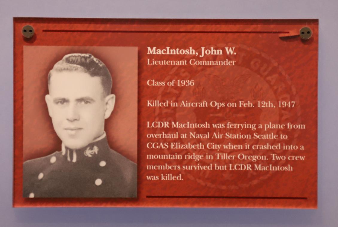 John W MacIntosh Class of 1936 Casualty Coast Guard Academy