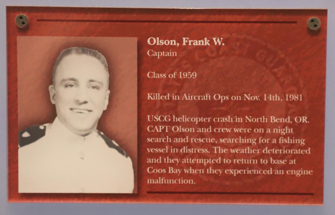 USCG Academy Graduate Frank W Olson Class of 1959 KIA 1981