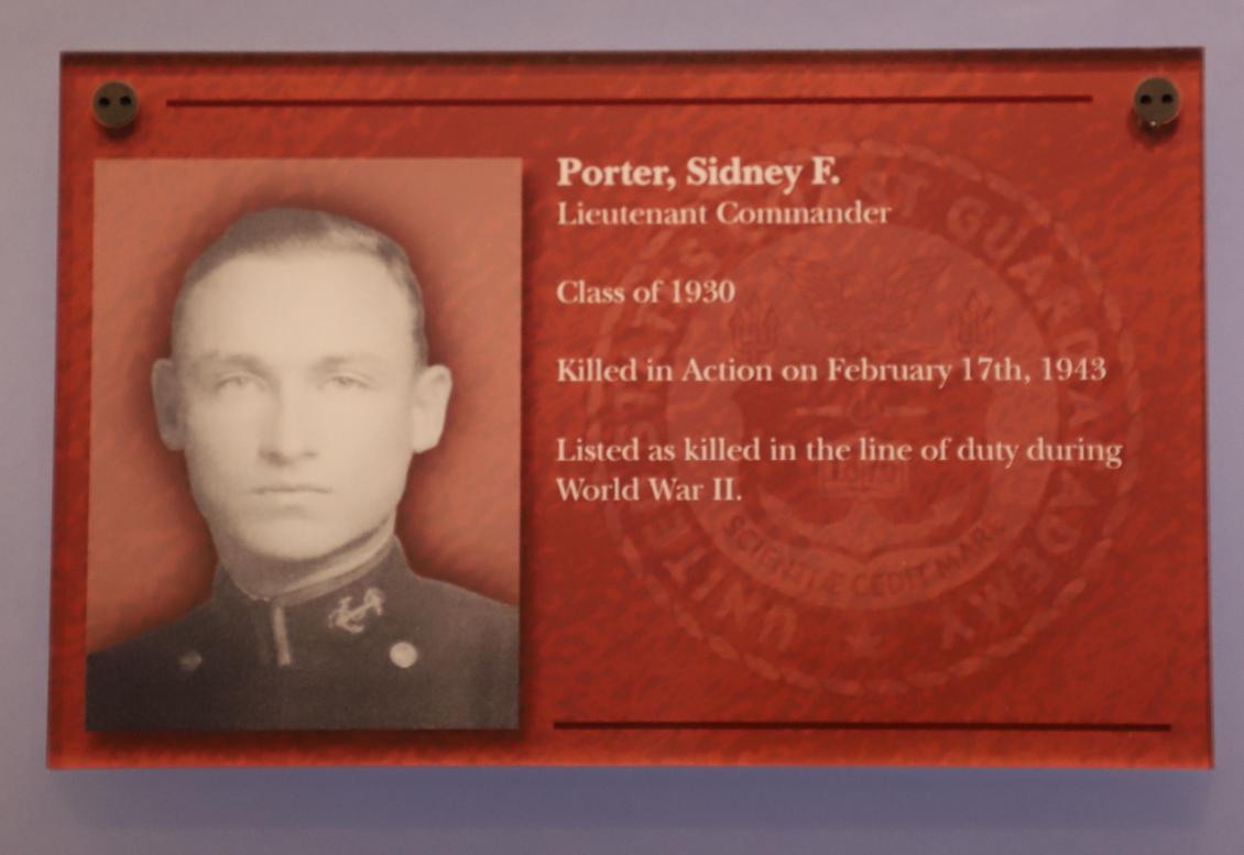 Porter Sidney WWII KIA Class of 1930 Coast Guard Academy Honor Roll