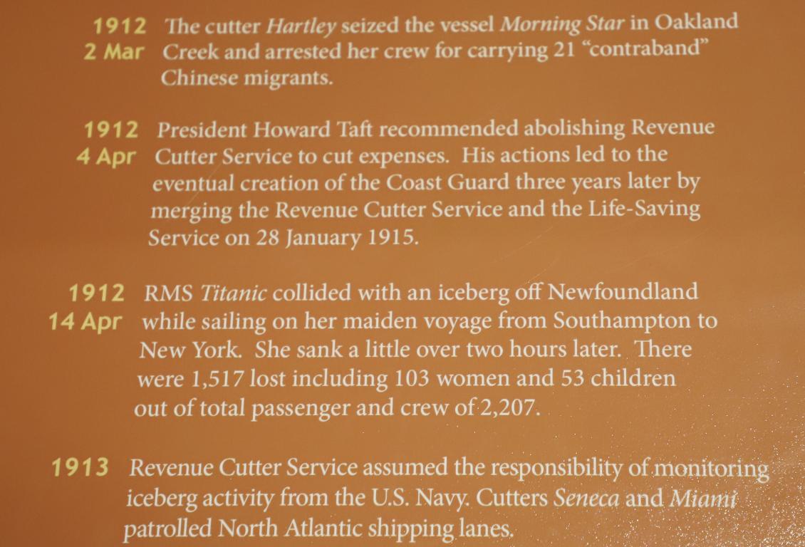 US Coast Guard Academy Museum - Timeline 1912