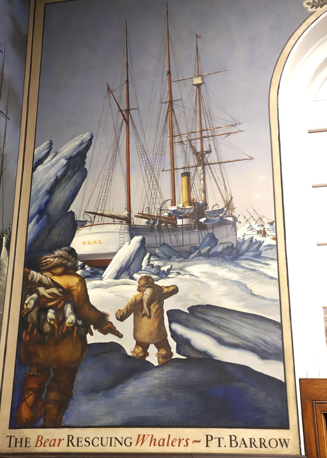 U.S. Coast Guard Academy - Hamilton Hall Mural -  Cutter Bear Rescuing Whalers in Alaska