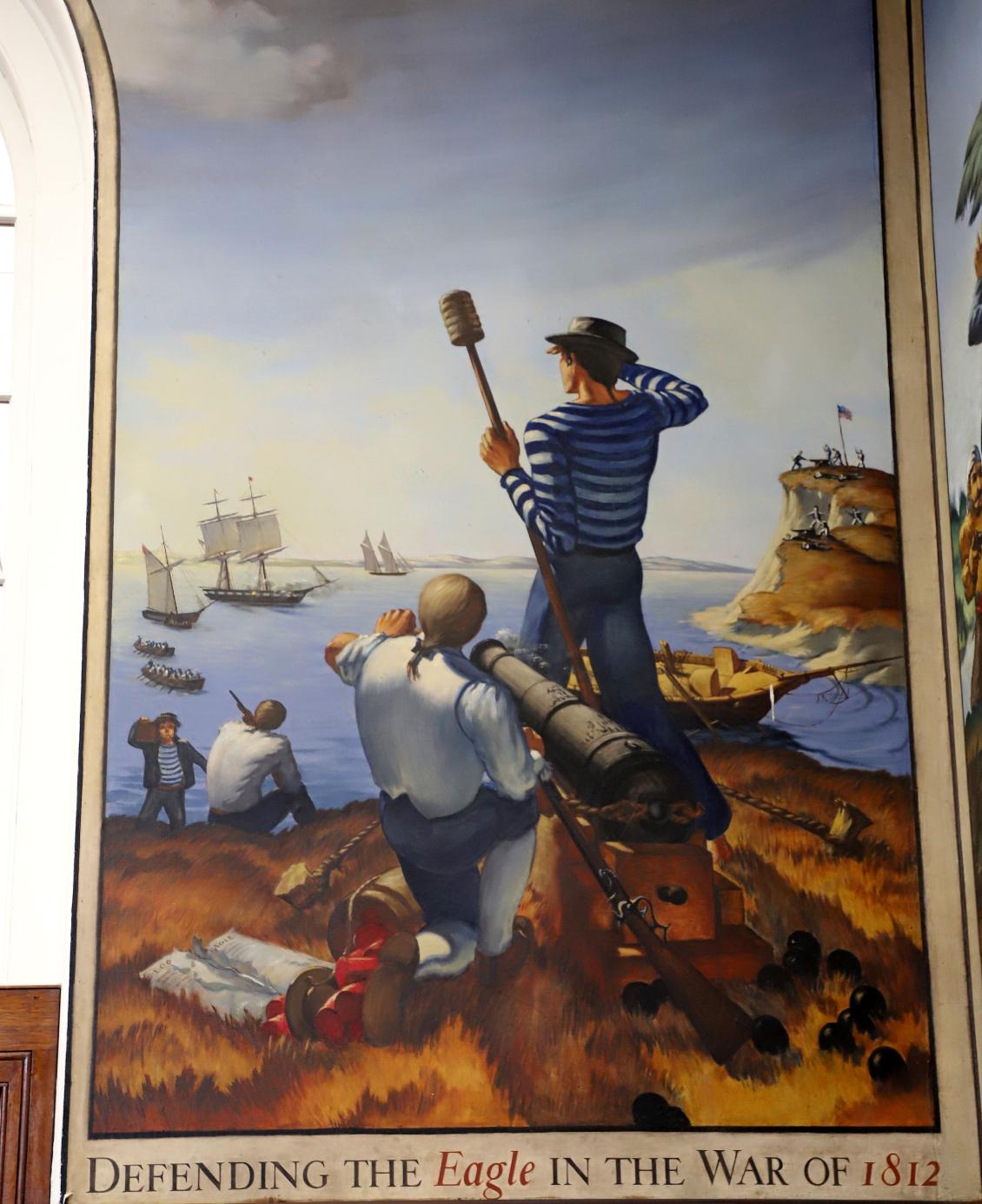 U.S. Coast Guard Academy - Hamilton Hall Mural -  Defending the Cutter Eagle in the War of 1812