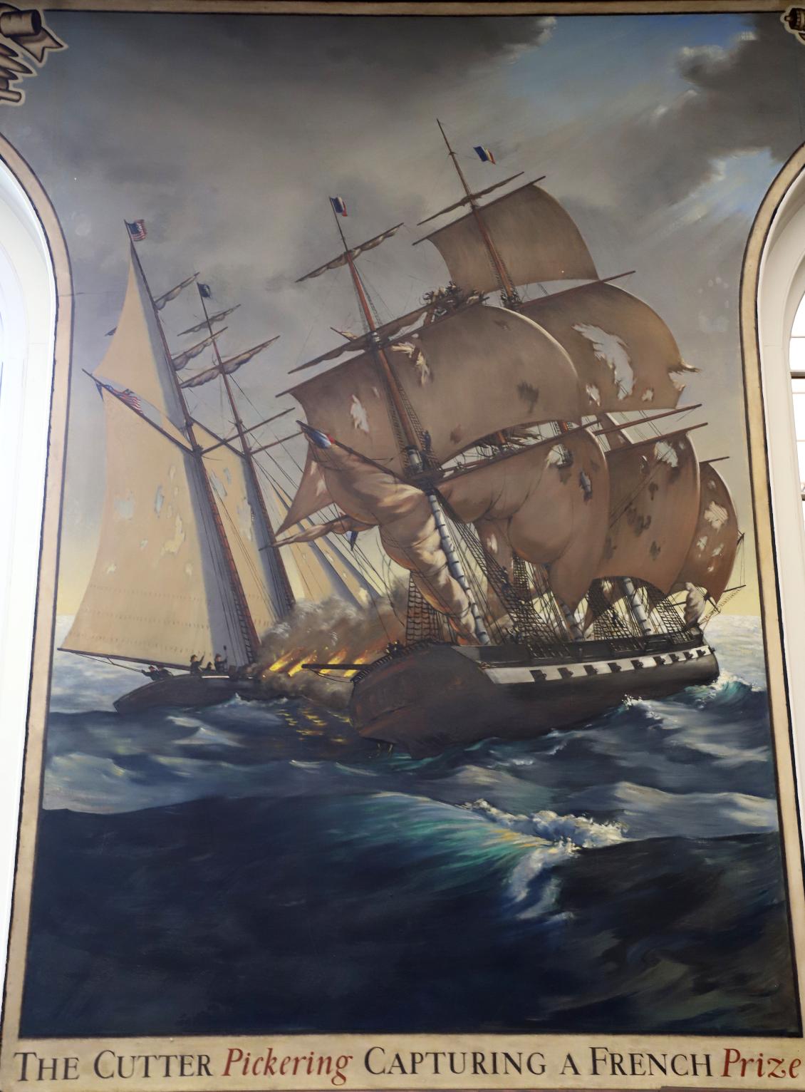 U.S. Coast Guard Academy - Hamilton Hall Mural - Cutter Pickering Capture French Prize
