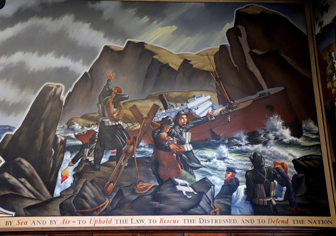 U.S. Coast Guard Academy - Hamilton Hall Mural - By Sea and By Air to Uphold the Law