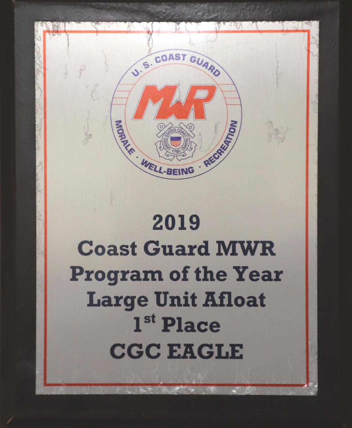 Coast Guard Cutter Eagle - Morale - Well Being - Recreation Award 2019