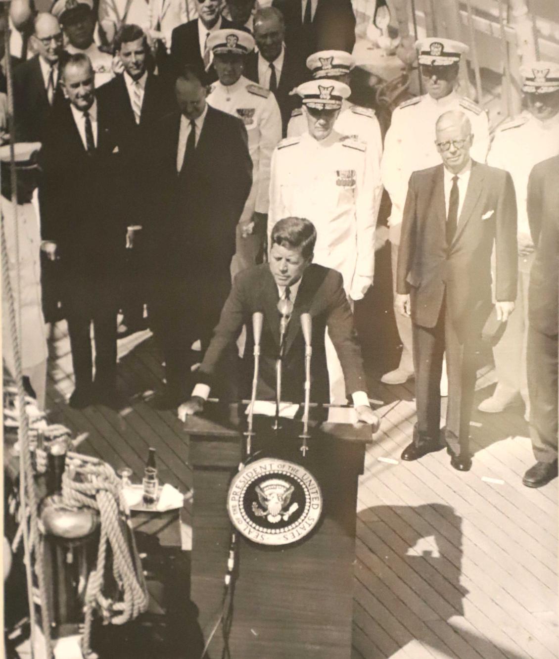 Coast Guard Cutter Eagle - President John F Kennedy on board