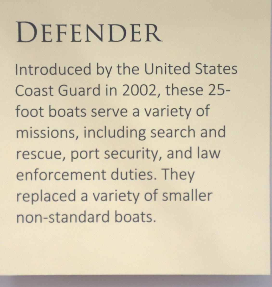 25 Foot Defender Boat - Coast Guard Heritage Museum - Barnstable Mass