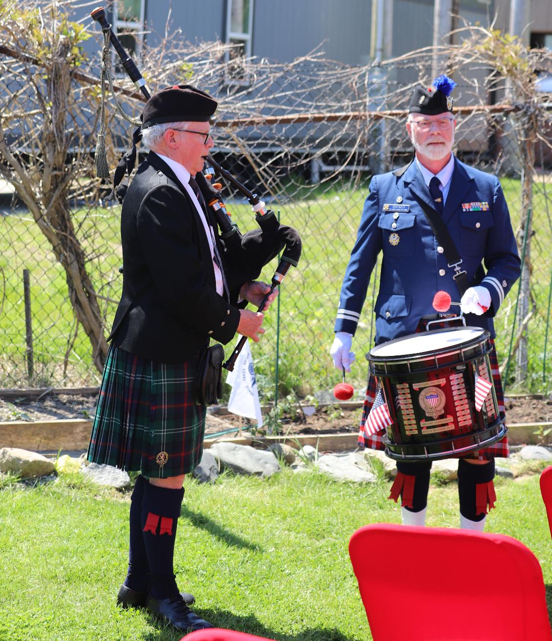 Retirement of Boston Light Keeper Dr. Sally Snowman at Hull Lifesaving Museum May 22 2024 Pipe and Drum