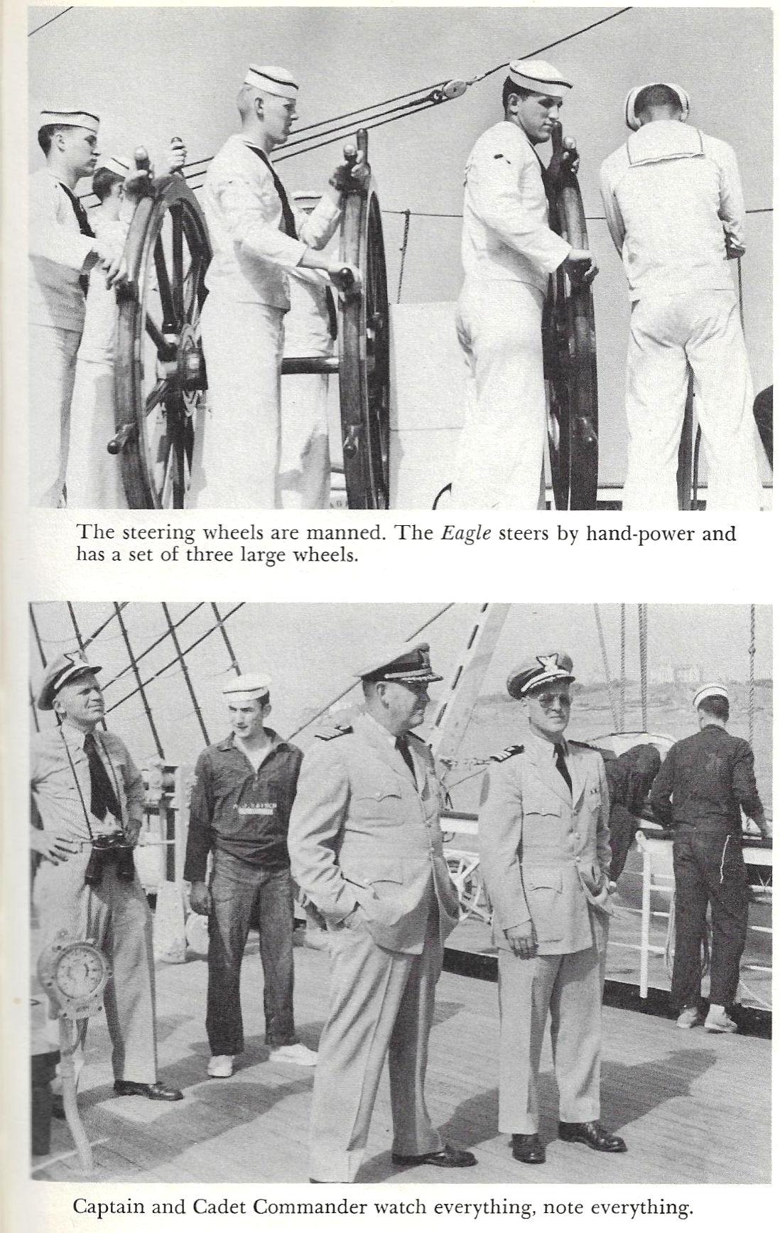 Sailing U.S. Coast Guard Eagle 1955 - Met at Helm - Captain Carl Bowman